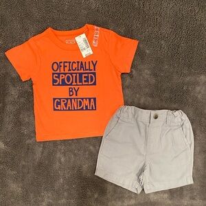 Children’s Place Boys Orange Graphic T-Shirt & Shorts Matching Outfit Set